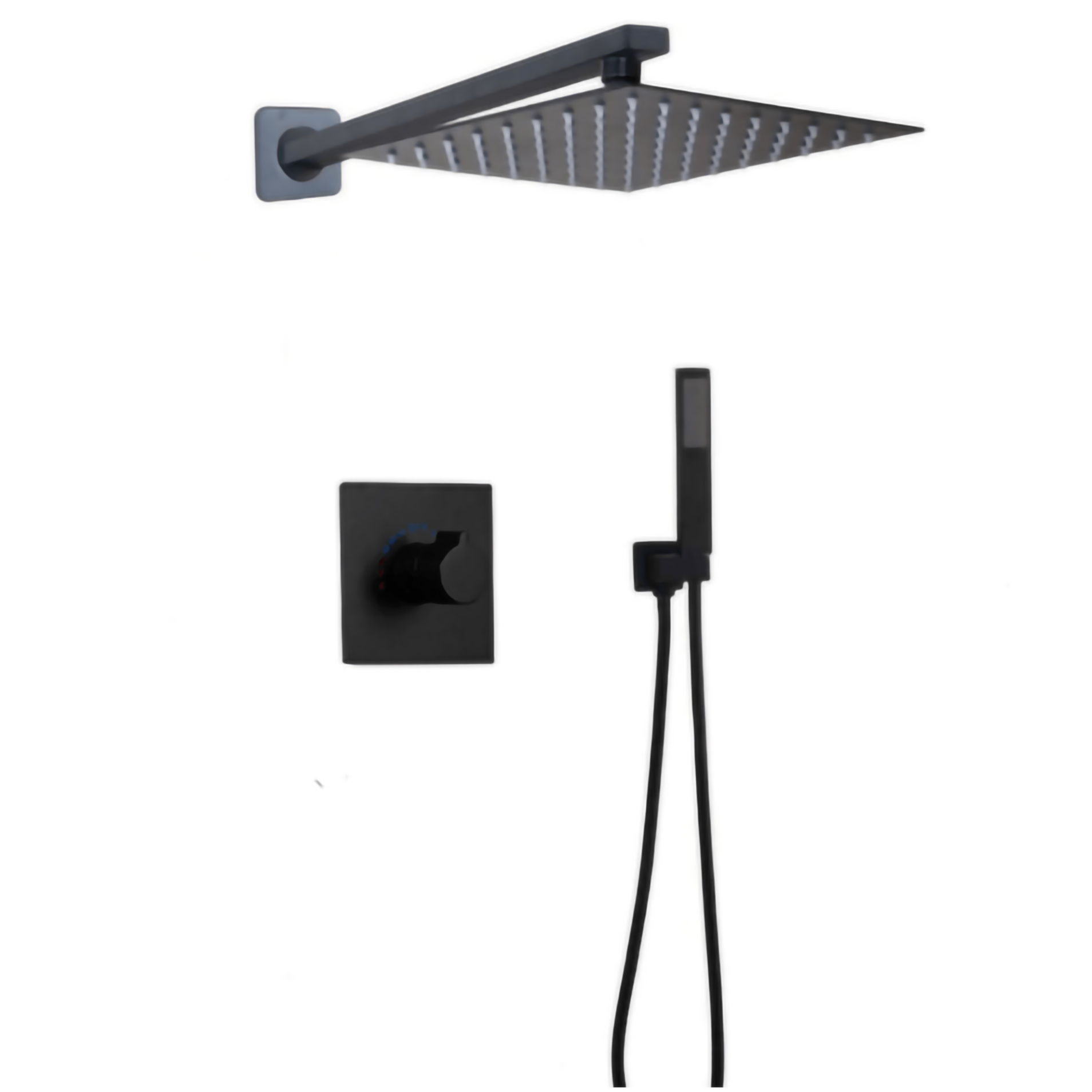 Black Shower Faucet Valve Brass Wall Mounted Concealed Mixer